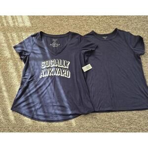 Torrid Navy Blue Classic Fit T-Shirts, Size 00, Set of 2
